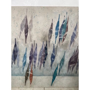 QUADRO DIPINTO AFFRESCO ASTRATTO VINTAGE SIRELLO ENRICO LIVORNO TOSCANA MURALE