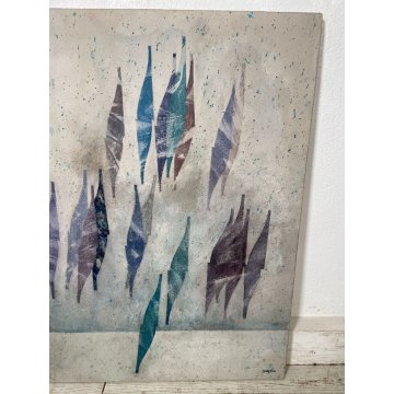 QUADRO DIPINTO AFFRESCO ASTRATTO VINTAGE SIRELLO ENRICO LIVORNO TOSCANA MURALE