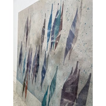 QUADRO DIPINTO AFFRESCO ASTRATTO VINTAGE SIRELLO ENRICO LIVORNO TOSCANA MURALE