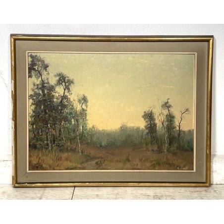 ANTICO QUADRO DIPINTO OLIO Artino Giroldi PAESAGGIO LAGUNA LAGO MAGGIORE ARONA