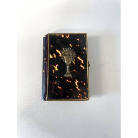 ANTICO LIBRO di PREGHIERE tascabile fine '800 LUSSO materiale pregiato RELIGIOSO