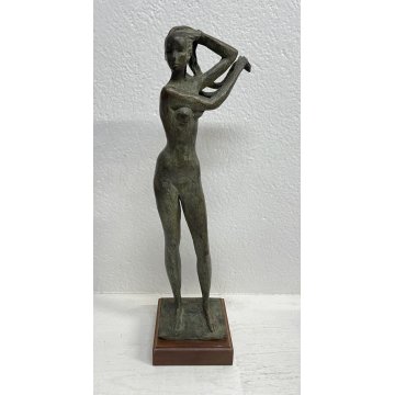 SCULTURA TUTTOTONDO BRONZO FIGURA DONNA M.MORETTO ITALIA BRONZE NUDO RITRATTO