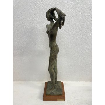 SCULTURA TUTTOTONDO BRONZO FIGURA DONNA M.MORETTO ITALIA BRONZE NUDO RITRATTO