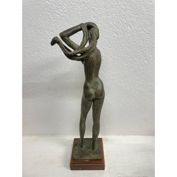 SCULTURA TUTTOTONDO BRONZO FIGURA DONNA M.MORETTO ITALIA BRONZE NUDO RITRATTO