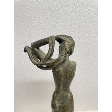 SCULTURA TUTTOTONDO BRONZO FIGURA DONNA M.MORETTO ITALIA BRONZE NUDO RITRATTO