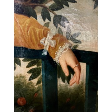 QUADRO DIPINTO OLIO TELA RITRATTO ROMANTICO GIOVANE NOBILDONNA EPOCA 800