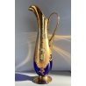 ANTICA BROCCA VERASATOIO CARAFFA vetro BOEMIA BLU COBALTO ORO ZECCHINO FIORI 900
