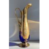 ANTICA BROCCA VERASATOIO CARAFFA vetro BOEMIA BLU COBALTO ORO ZECCHINO FIORI 900
