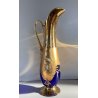 ANTICA BROCCA VERASATOIO CARAFFA vetro BOEMIA BLU COBALTO ORO ZECCHINO FIORI 900