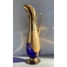 ANTICA BROCCA VERASATOIO CARAFFA vetro BOEMIA BLU COBALTO ORO ZECCHINO FIORI 900