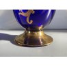 ANTICA BROCCA VERASATOIO CARAFFA vetro BOEMIA BLU COBALTO ORO ZECCHINO FIORI 900