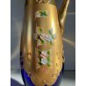 ANTICA BROCCA VERASATOIO CARAFFA vetro BOEMIA BLU COBALTO ORO ZECCHINO FIORI 900