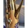 ANTICA BROCCA VERASATOIO CARAFFA vetro BOEMIA BLU COBALTO ORO ZECCHINO FIORI 900