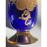 ANTICA BROCCA VERASATOIO CARAFFA vetro BOEMIA BLU COBALTO ORO ZECCHINO FIORI 900