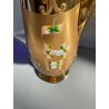 ANTICA BROCCA VERASATOIO CARAFFA vetro BOEMIA BLU COBALTO ORO ZECCHINO FIORI 900