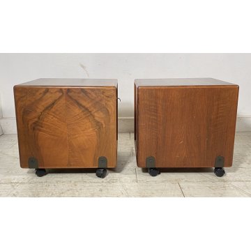 COPPIA COMODINI DESIGN FABIO LENCI BERNINI 1973 ROTELLE ANNI 70 CAMERA DA LETTO