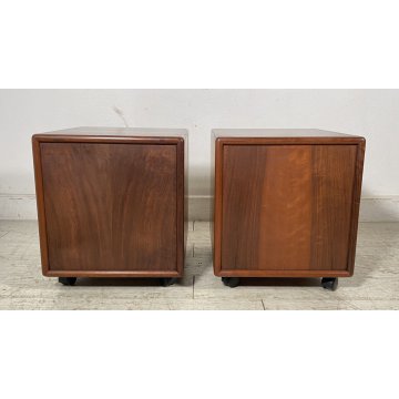 COPPIA COMODINI DESIGN FABIO LENCI BERNINI 1973 ROTELLE ANNI 70 CAMERA DA LETTO