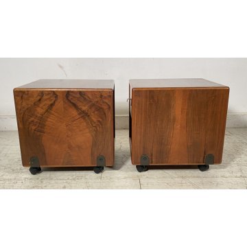 COPPIA COMODINI DESIGN FABIO LENCI BERNINI 1973 ROTELLE ANNI 70 CAMERA DA LETTO