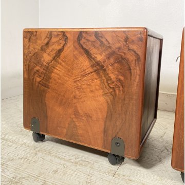 COPPIA COMODINI DESIGN FABIO LENCI BERNINI 1973 ROTELLE ANNI 70 CAMERA DA LETTO