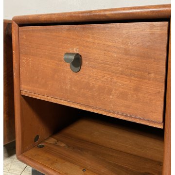 COPPIA COMODINI DESIGN FABIO LENCI BERNINI 1973 ROTELLE ANNI 70 CAMERA DA LETTO