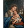 ANTICO DIPINTO OLIO MADONNA del Giglio GESU BAMBINO MATERNITA' RELIGIOSO '600