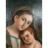 ANTICO DIPINTO OLIO MADONNA del Giglio GESU BAMBINO MATERNITA' RELIGIOSO '600