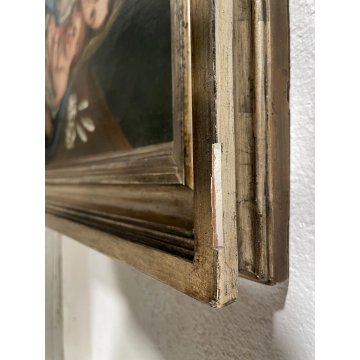 ANTICO DIPINTO OLIO MADONNA del Giglio GESU BAMBINO MATERNITA' RELIGIOSO '600