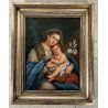 ANTICO DIPINTO OLIO MADONNA del Giglio GESU BAMBINO MATERNITA' RELIGIOSO '600