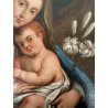 ANTICO DIPINTO OLIO MADONNA del Giglio GESU BAMBINO MATERNITA' RELIGIOSO '600