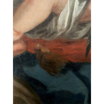 ANTICO DIPINTO OLIO MADONNA del Giglio GESU BAMBINO MATERNITA' RELIGIOSO '600