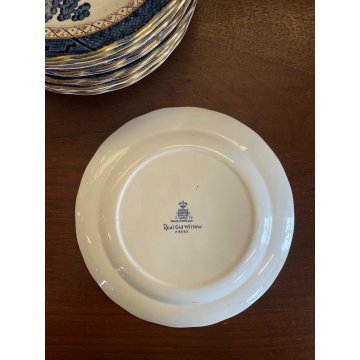 SERVIZIO PIATTI DESSERT PORTATA OVALE 12 pers CERAMICA Real Old Willow A8025 oro