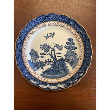 SERVIZIO PIATTI DESSERT PORTATA OVALE 12 pers CERAMICA Real Old Willow A8025 oro