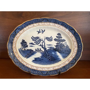 SERVIZIO PIATTI DESSERT PORTATA OVALE 12 pers CERAMICA Real Old Willow A8025 oro