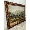 QUADRO DIPINTO A. Polaroli PAESAGGIO CONTADINA PASCOLO LAGO COMO 800