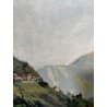 QUADRO DIPINTO A. Polaroli PAESAGGIO CONTADINA PASCOLO LAGO COMO 800