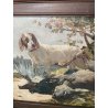 GRANDE QUADRO CACCIA ANGELO BARBERIS TORINO 1884 SELVAGGINA CANE PAESAGGIO OLD