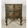 ANTICO COMODINO CREDENZA LACCA VENEZIANA 1700 DIPINTO A MANO GAMBE ARCATE EPOCA