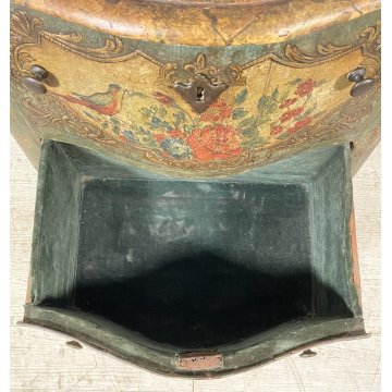 ANTICO COMODINO CREDENZA LACCA VENEZIANA 1700 DIPINTO A MANO GAMBE ARCATE EPOCA