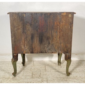 ANTICO COMODINO CREDENZA LACCA VENEZIANA 1700 DIPINTO A MANO GAMBE ARCATE EPOCA