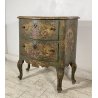 ANTICO COMODINO CREDENZA LACCA VENEZIANA 1700 DIPINTO A MANO GAMBE ARCATE EPOCA