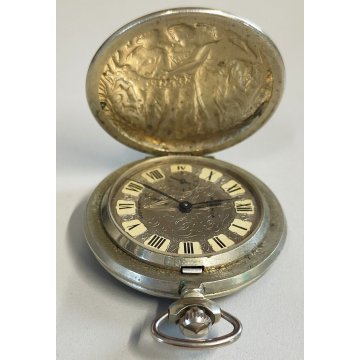 ANTICO OROLOGIO TASCA Molnija USSR + catena OLD POCKET WATCH epoca LIBERTY