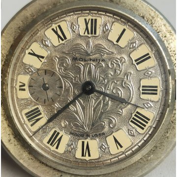 ANTICO OROLOGIO TASCA Molnija USSR + catena OLD POCKET WATCH epoca LIBERTY