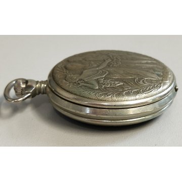ANTICO OROLOGIO TASCA Molnija USSR + catena OLD POCKET WATCH epoca LIBERTY
