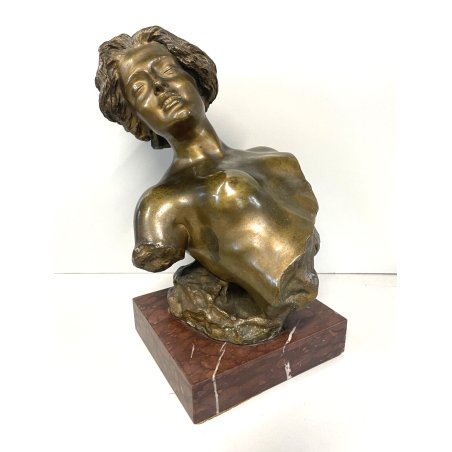 SCULTURA BRONZO ESTASI GIUSEPPE RENDA NAPOLI DONNA NUDO TUTTOTONDO MEZZO BUSTO