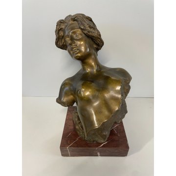 SCULTURA BRONZO ESTASI GIUSEPPE RENDA NAPOLI DONNA NUDO TUTTOTONDO MEZZO BUSTO