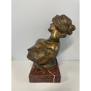 SCULTURA BRONZO ESTASI GIUSEPPE RENDA NAPOLI DONNA NUDO TUTTOTONDO MEZZO BUSTO