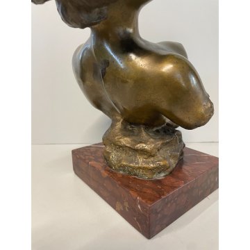 SCULTURA BRONZO ESTASI GIUSEPPE RENDA NAPOLI DONNA NUDO TUTTOTONDO MEZZO BUSTO