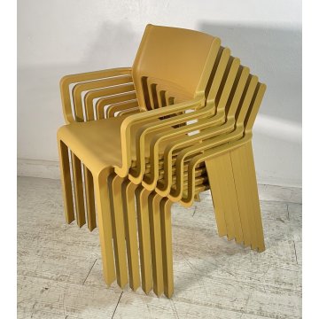 SET 6 SEDIE GIALLE PLASTICA DA ESTERNO SEDIA DESIGN NARDI TRILL ARMCHAIR YELLOW
