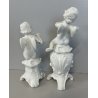 COPPIA PUTTI CAPODIMONTE RICHARD GINORI CERAMICA ANGIOLETTI FLAUTO CORNETTI '900