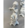 COPPIA PUTTI CAPODIMONTE RICHARD GINORI CERAMICA ANGIOLETTI FLAUTO CORNETTI '900